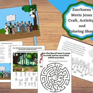 Printable Zacchaeus Bible Story Craft, Coloring, and Activity sheets. Sunday School Lesson