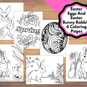 Printable Easter Coloring Sheets, Easter / Spring coloring for Adults or kids, Easter coloring pages Easter Bunny Coloring pages