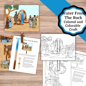 Printable Water From The Rock Bible Story Craft. Moses and the Israelites Exodus from Egypt. Water From the Rock. Color & Colorable