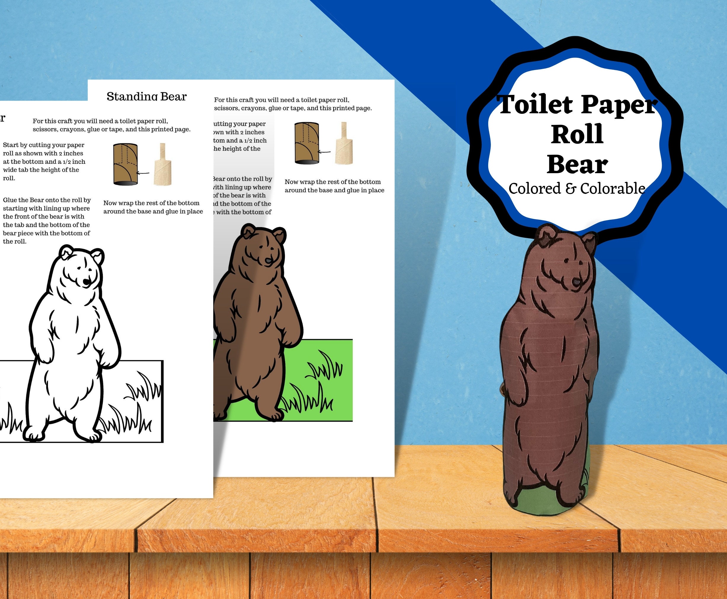 Printable Toilet Paper Roll Bear Craft. Toilet Paper/card Board Roll