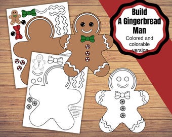 Build your own Gingerbread Man. Print and cut Gingerbread man in colored and colorable version.