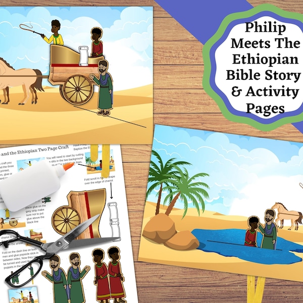 Printable Philip and the Ethiopian, Crafts, story, activity, and coloring pages for Philip and the Ethiopian meeting.