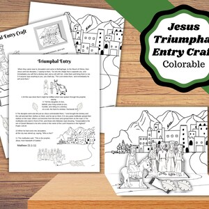 Printable Triumphal Entry Colorable Craft for kids, Easter Sunday School Craft. Jesus coming to Jerusalem Craft.