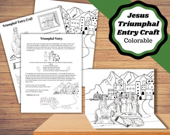 Printable Triumphal Entry Colorable Craft for kids, Easter Sunday School Craft. Jesus coming to Jerusalem Craft.