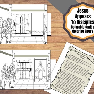 Printable Jesus Appears to His Disciples, Jesus Appears in a Locked room to Disciples, Colorable  Craft, Verse pages, and coloring page.