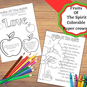 Printable Fruits of the spirit coloring pages. Fruits of the spirit kids bible craft. Cute VBS or Sunday School project.