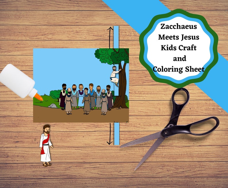 Printable Zacchaeus Meets Jesus Church Craft and Coloring Sheet - Etsy