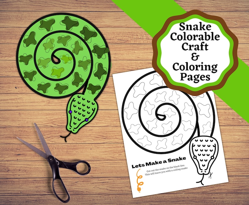 Printable Colorable Snake Craft and Snake Coloring Pages. Color and Cut ...
