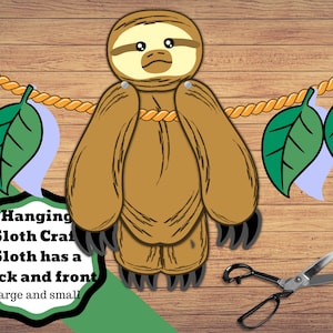 Printable Sloth in small and large for decoration and to hang. Printable sloth craft with front and back.