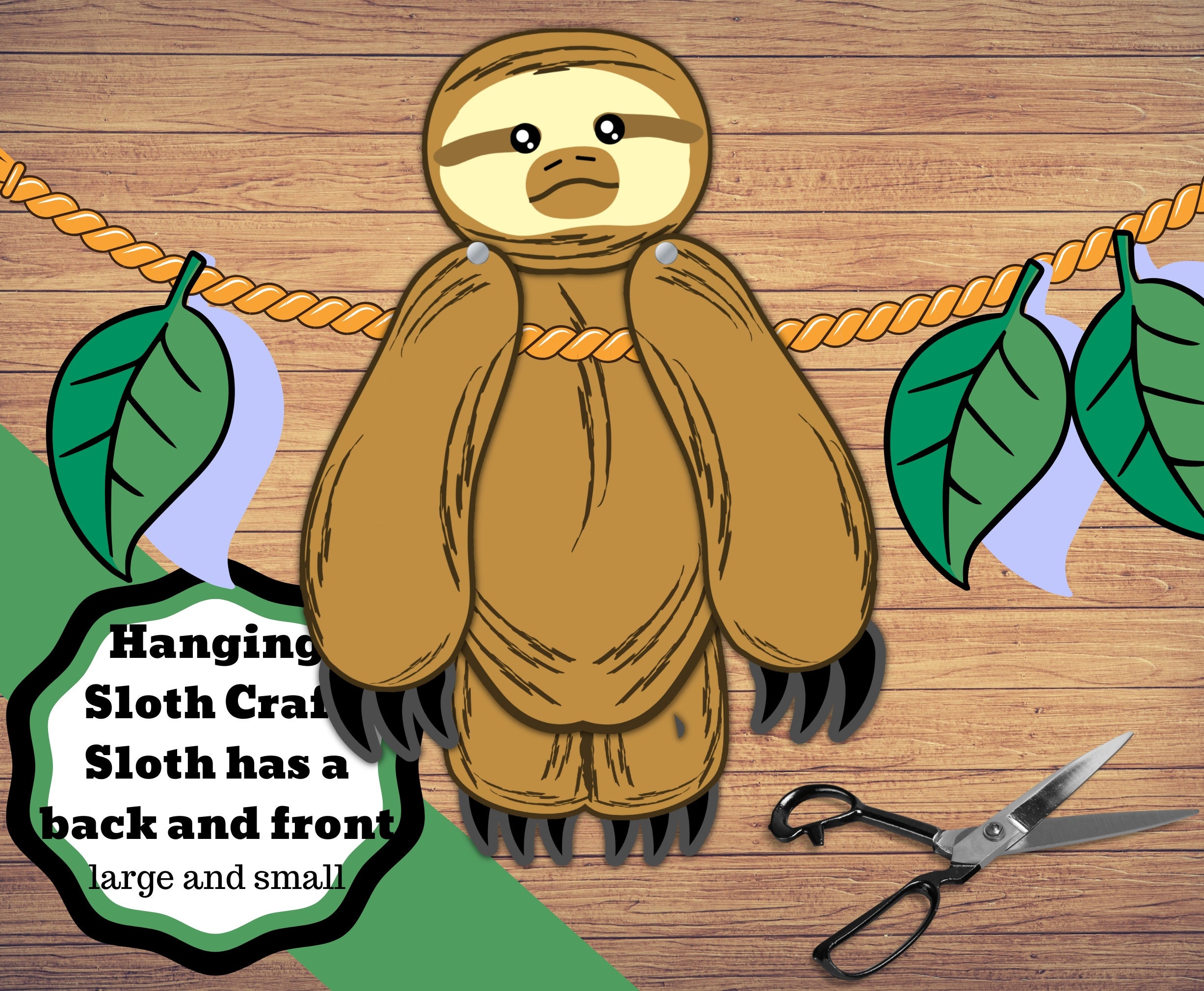 Printable Sloth in Small and Large for Decoration and to Hang ...
