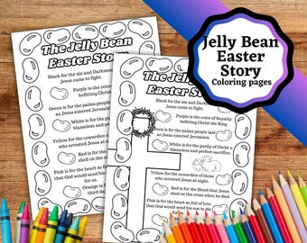 Historia de Pascua de Jelly Bean, historia de Pascua utilizando los diferentes colores de las hojas para colorear de Jelly Bean.