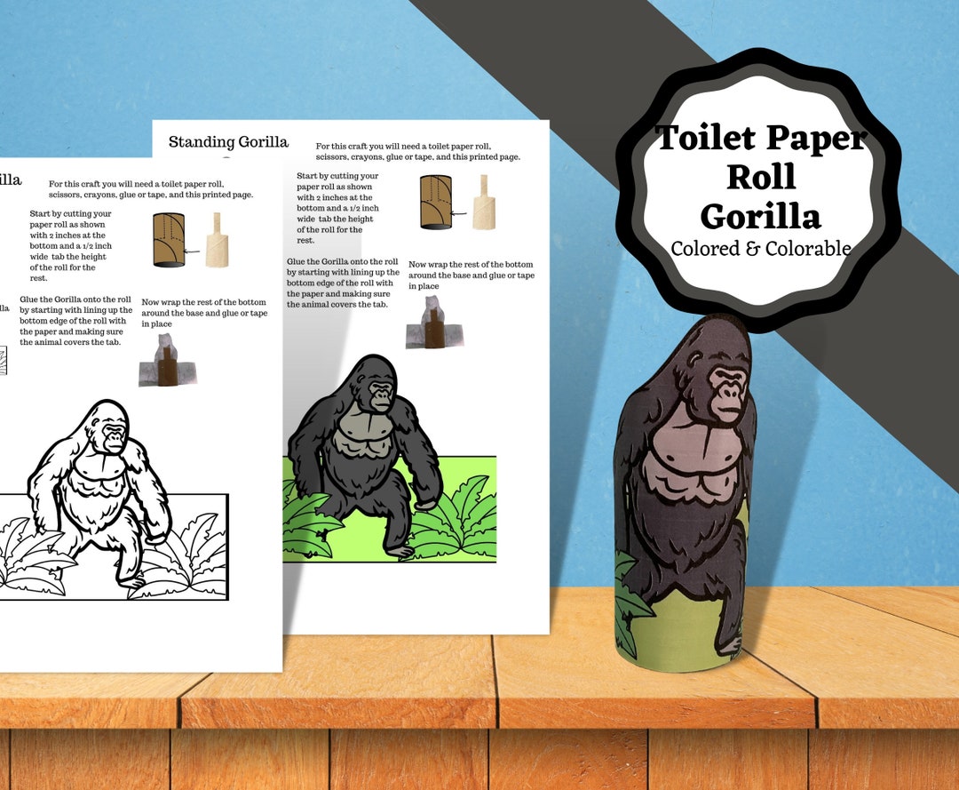 Printable Gorilla Craft. Toilet Paper Roll Standing Gorilla Craft That ...
