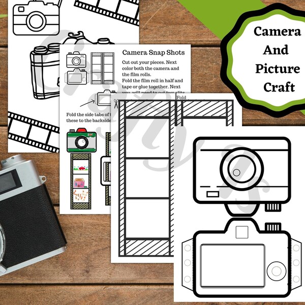 Printable camera and picture craft, fun snapshot craft.