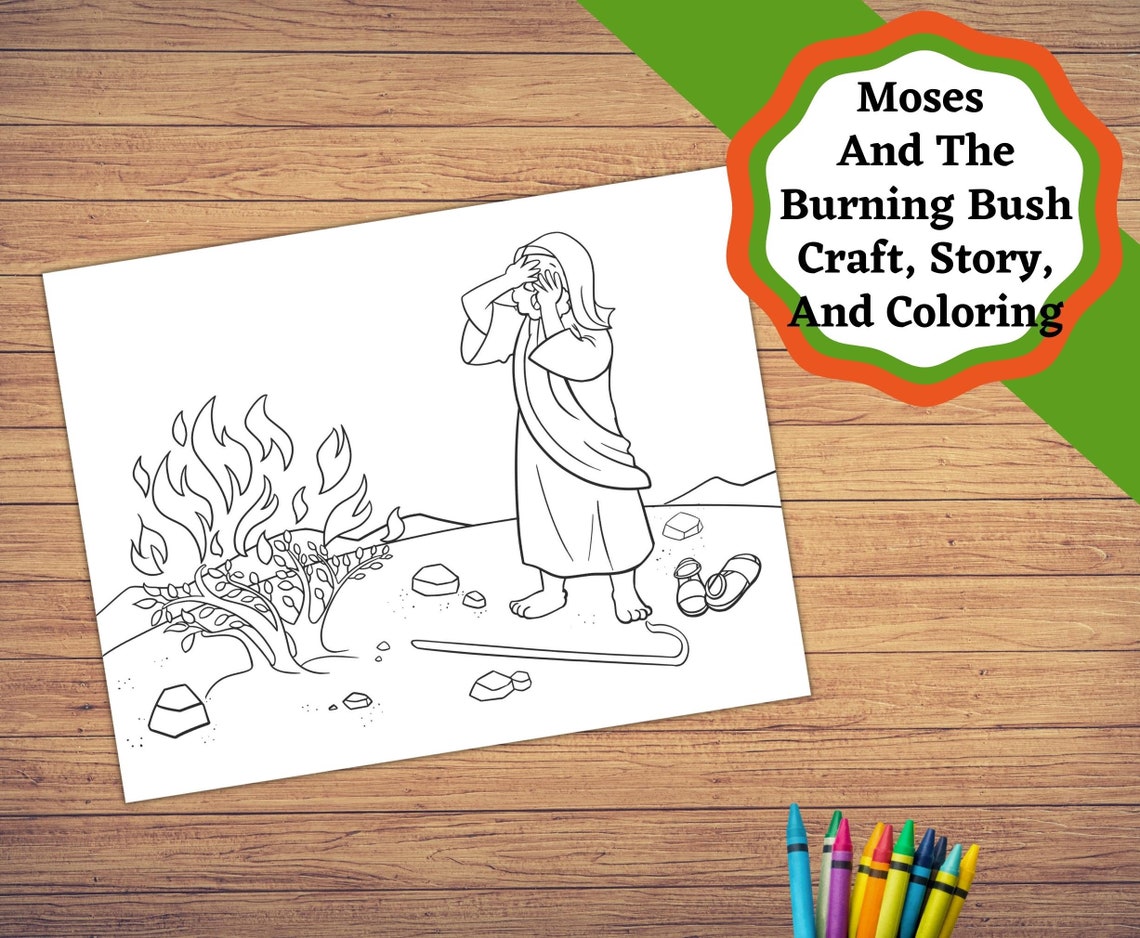 Moses and the Burning Bush, Printable Set of Craft and Coloring Pages ...