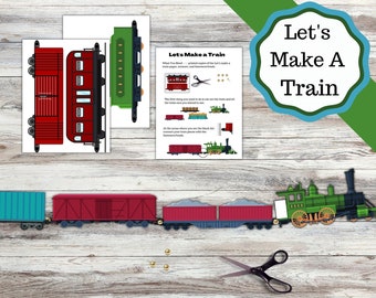 Let's make a train, printable train and train cars craft.