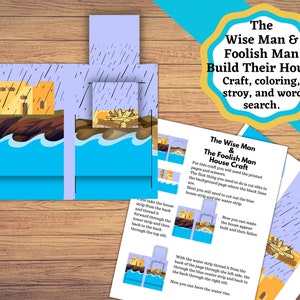 Printable wise built his house on the rock and foolish man built his on the sand craft and lesson set.