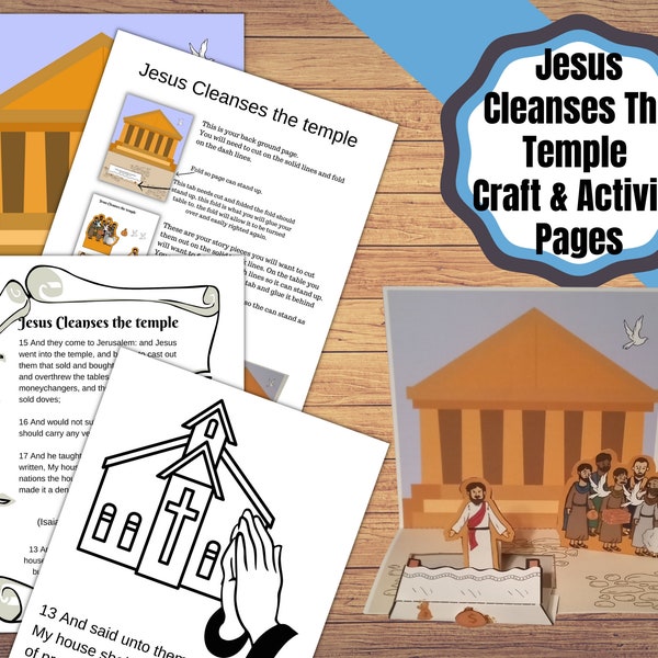 Printable, Jesus Cleanses the Temple craft, coloring, Scripture pages. Jesus runs out money changers, House of prayer not den of thieves.