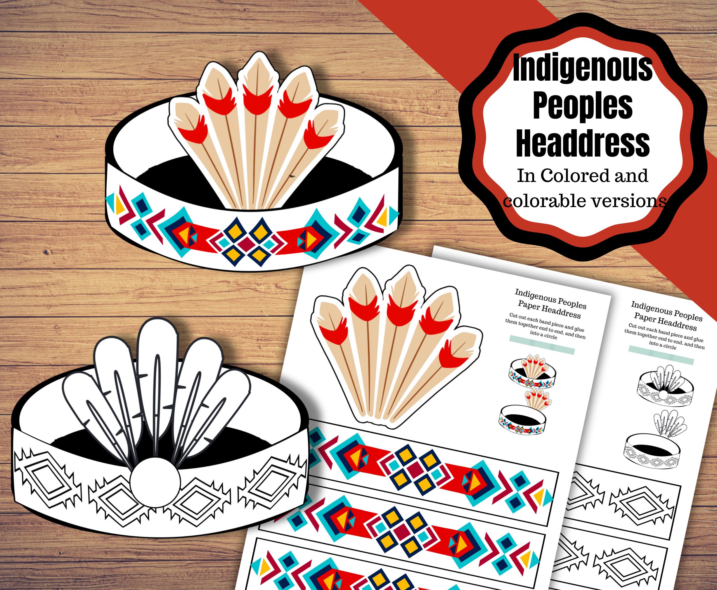 Printable Indigenous People Headdress, Native American Headdress ...