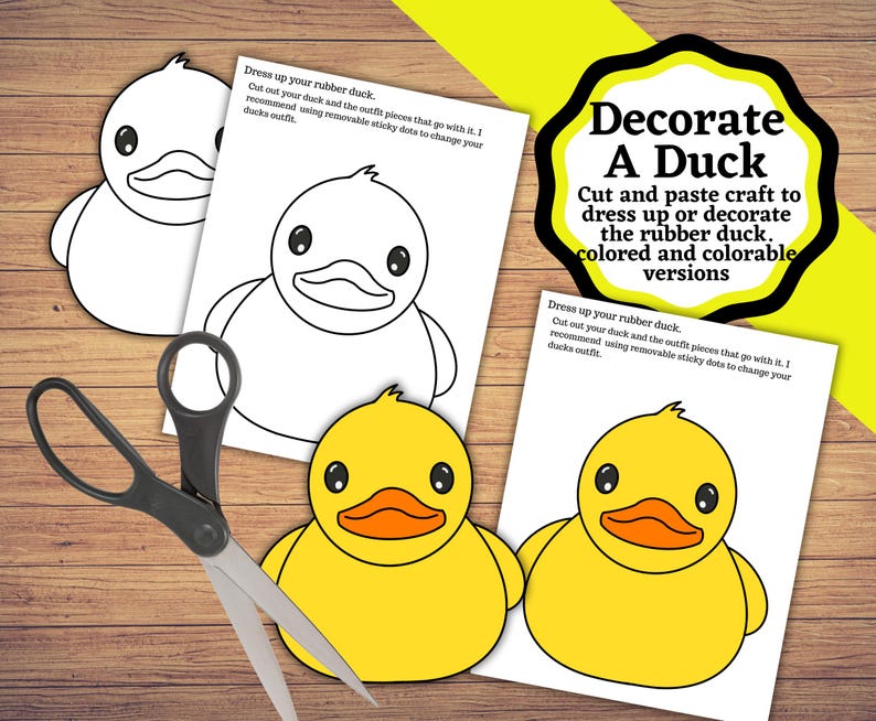 Rubber Duck Kids Craft, Cut and Paste Decorate a Rubber Duck. Color a ...