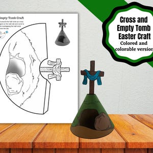Túmulo vazio Artesanato infantil. Artesanato de Páscoa com cruz e túmulo vazio. Artesanato bíblico de Páscoa. Artesanato de ressurreição da escola dominical