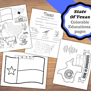 Afdrukbare kleuren en werkbladen van Texas State, leer over Texas, Texas Flag Coloring, Texas State Shape.