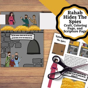 Rahab Hides The Spies, Bible Story Craft. Kids bible craft and coloring page about Rahab hiding the spies sent by Joshua.
