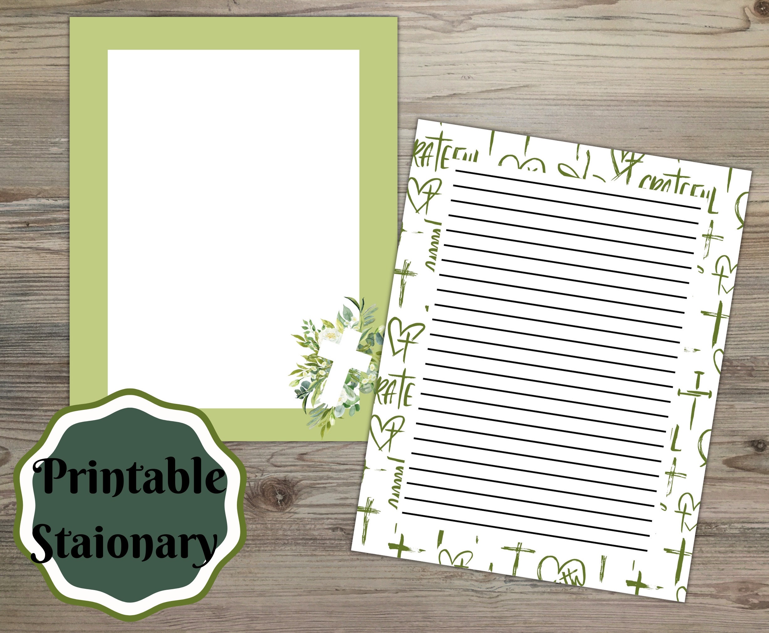Printable Christian Stationary, Blue and Green Peaceful Stationary With ...