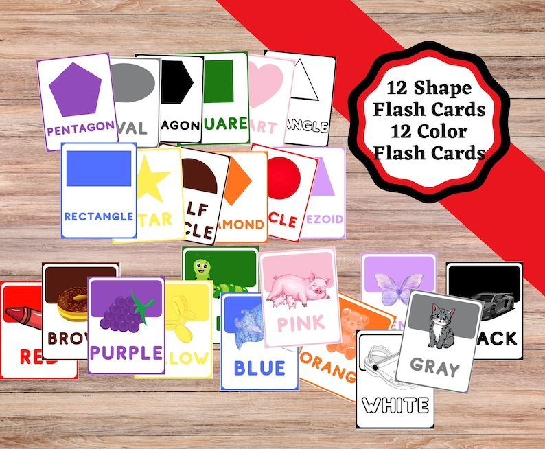 Printable Flash Cards for Kids.12 Colors and 12 Shapes Educational ...