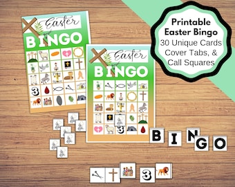 Printable Easter Themed Bingo, Christian Easter Themed Printable Bingo Cards, Tokens, and Tiles.