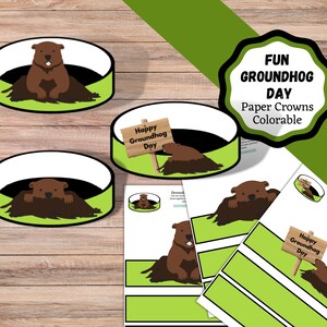 Printable groundhog day paper crowns. Fun easy paper crowns for groundhog day.