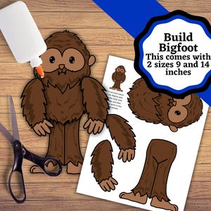 Build your own Big foot, cut and paste bigfoot in two sizes, 9 and 14 inches approximately. Bigfoot craft or decoration.
