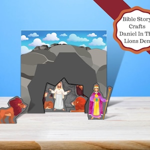 Printable Daniel in the Lions den kids craft. Sunday school teaching aid.