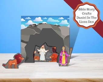 Printable Daniel in the Lions den kids craft. Sunday school teaching aid.