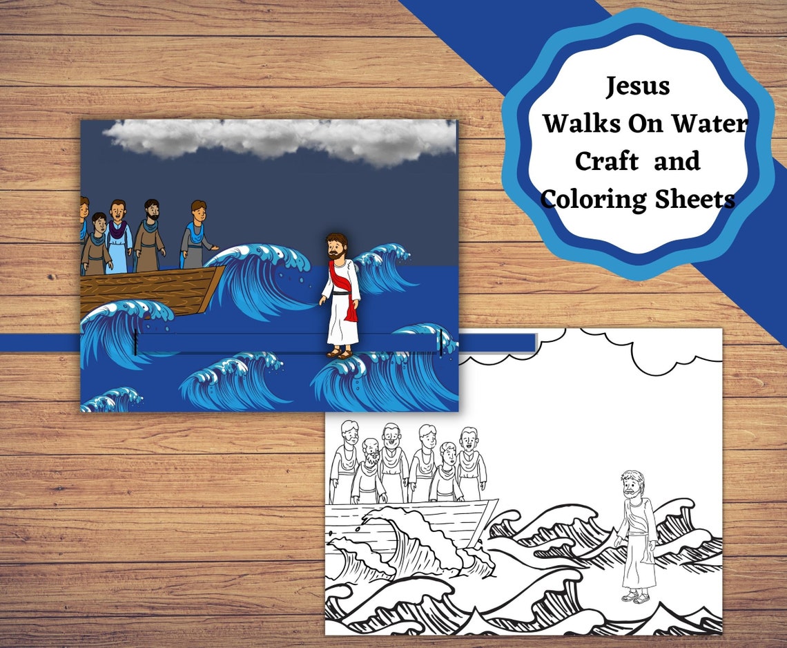 Jesus Walks on Water Moving Bible Story Craft, Printable Jesus Activity ...