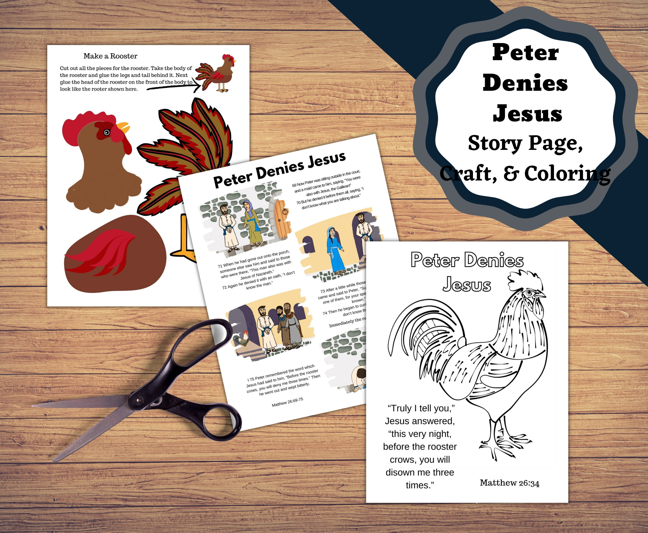 Printable Peter Denies Jesus. Peter Denies Jesus Three Times - Etsy ...