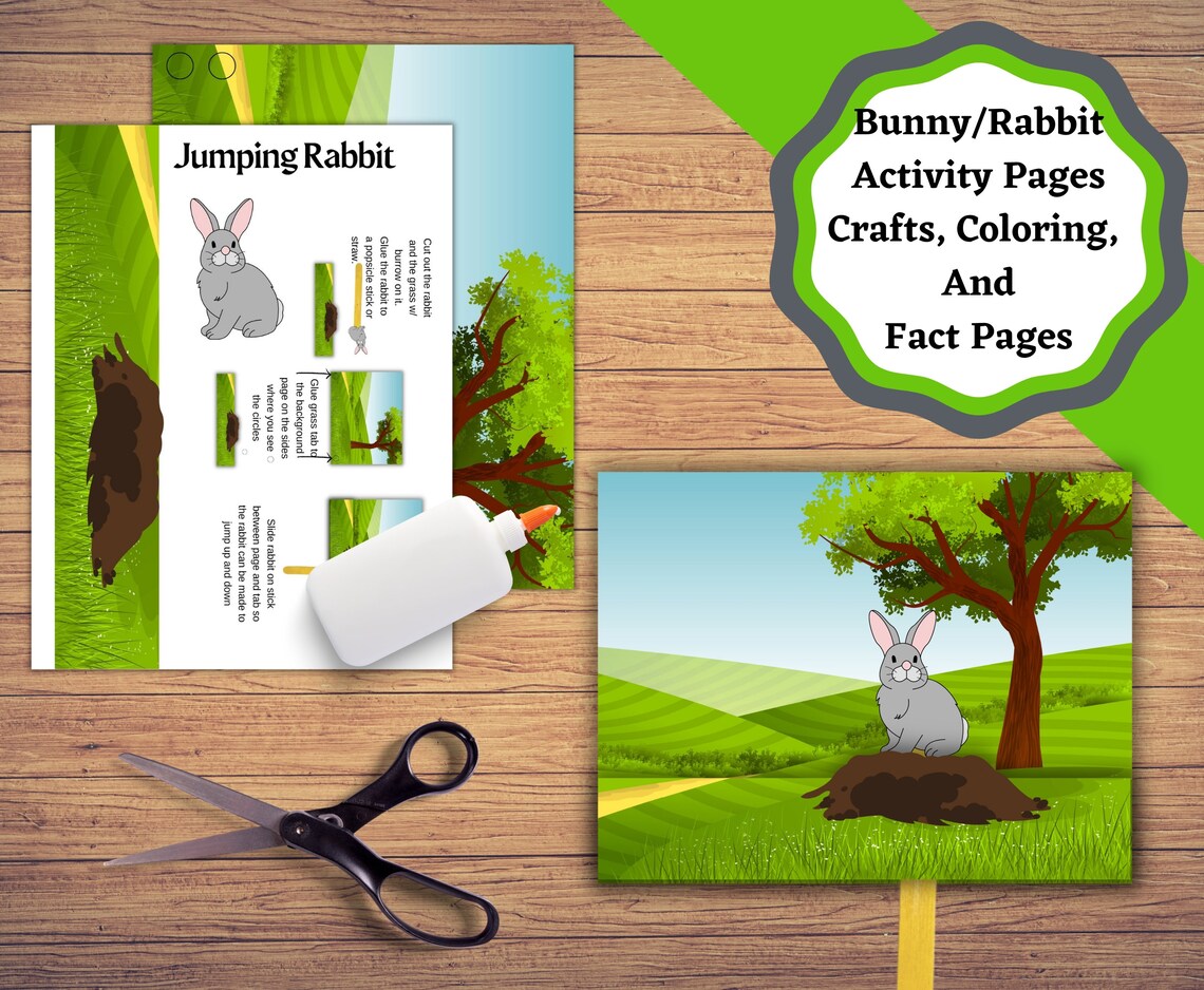 Rabbit Activity Pattern Printable Rabbit/bunny Learning Set. Build a Bunny, Crafts Coloring ...
