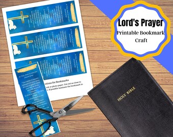 Printable Lord's Prayer bookmarks, easy to make Christian Bookmarks, Christian Gift, Church craft