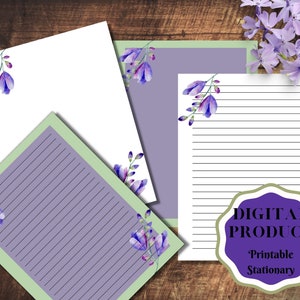 Purple and lavender large stationary set with lines and unlined pages