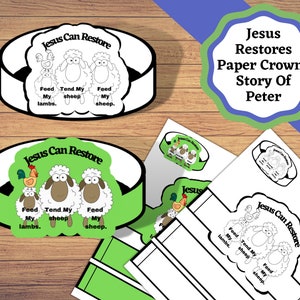 Printable Jesus stellt Papierkronen Handwerk, Die Geschichte von Peter Papierkronenhandwerk wieder her. Jesus vergibt