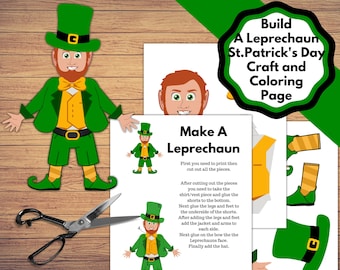 Construisez un lutin, artisanat imprimable de la Saint-Patrick. Artisanat et décoration pour enfants Leprechaun.