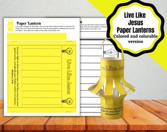 Live Like Jesus Printable paper lantern. Colored and colorable paper lantern for let your light shine.