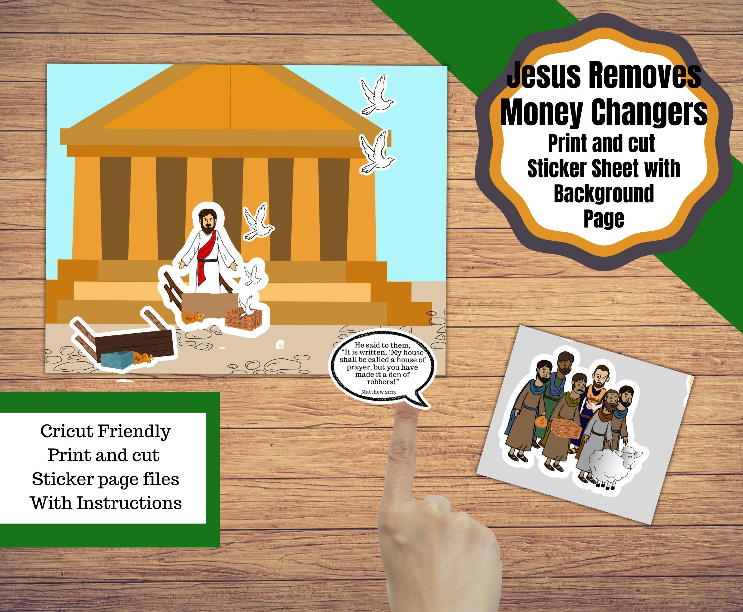 Print and Cut Stickers and Background Page for Jesus Cleans Out the ...