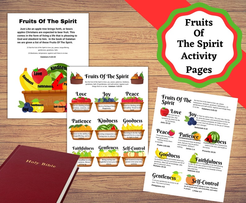 Printable Fruits of the Spirit Lesson Pages. Fruits of the Spirit Kids