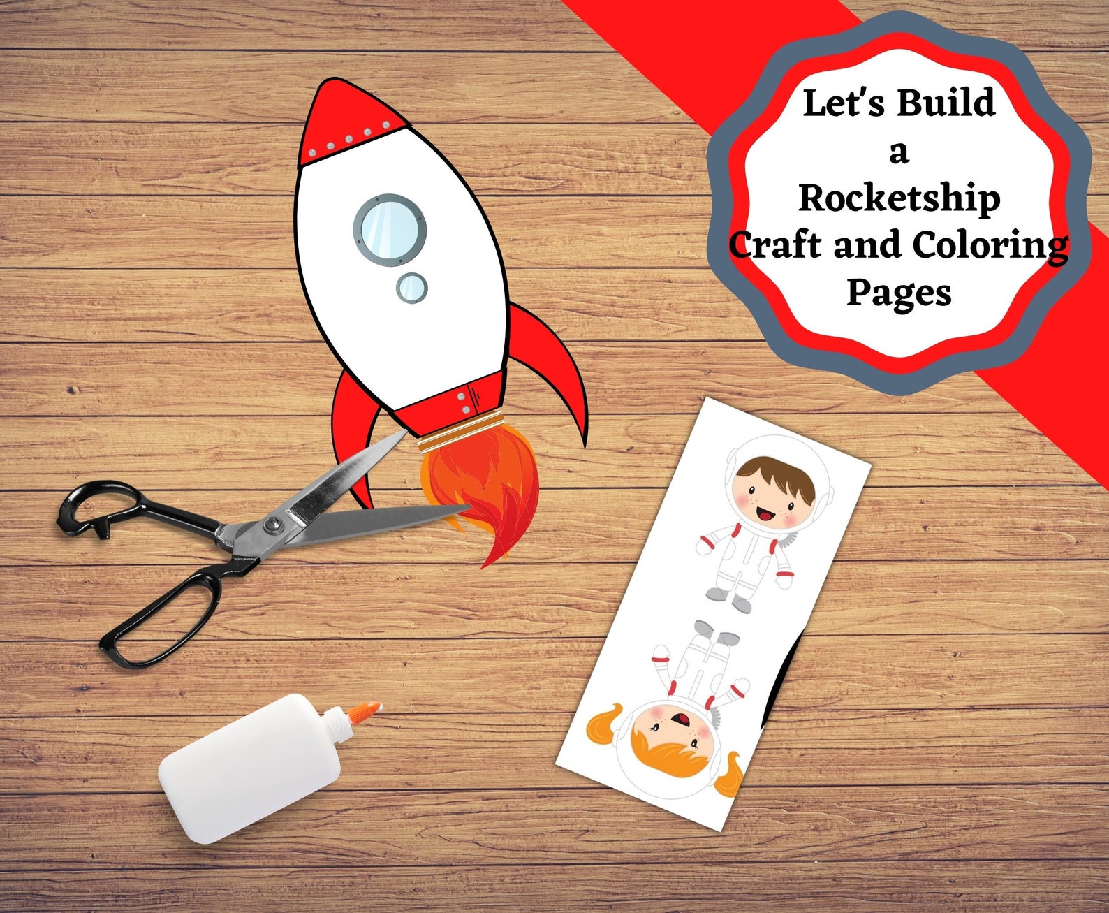 Rocket Ship Printable Craft and Coloring Sheet. Fun Kids Etsy