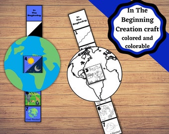 Printable Creation Bible Craft. Kids Craft for the 7 days of creation in a colored or colorable form. Sunday school creation craft.