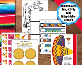 Hojas para colorear, manualidades y decoraciones imprimibles del Cinco de Mayo