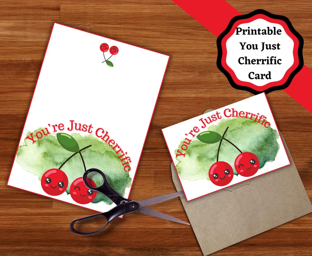 Printable Card With Cherries Theme. Cherry Themed Printable Blank Card ...
