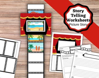 Picture story telling craft and worksheets. Printable lesson for telling a story.