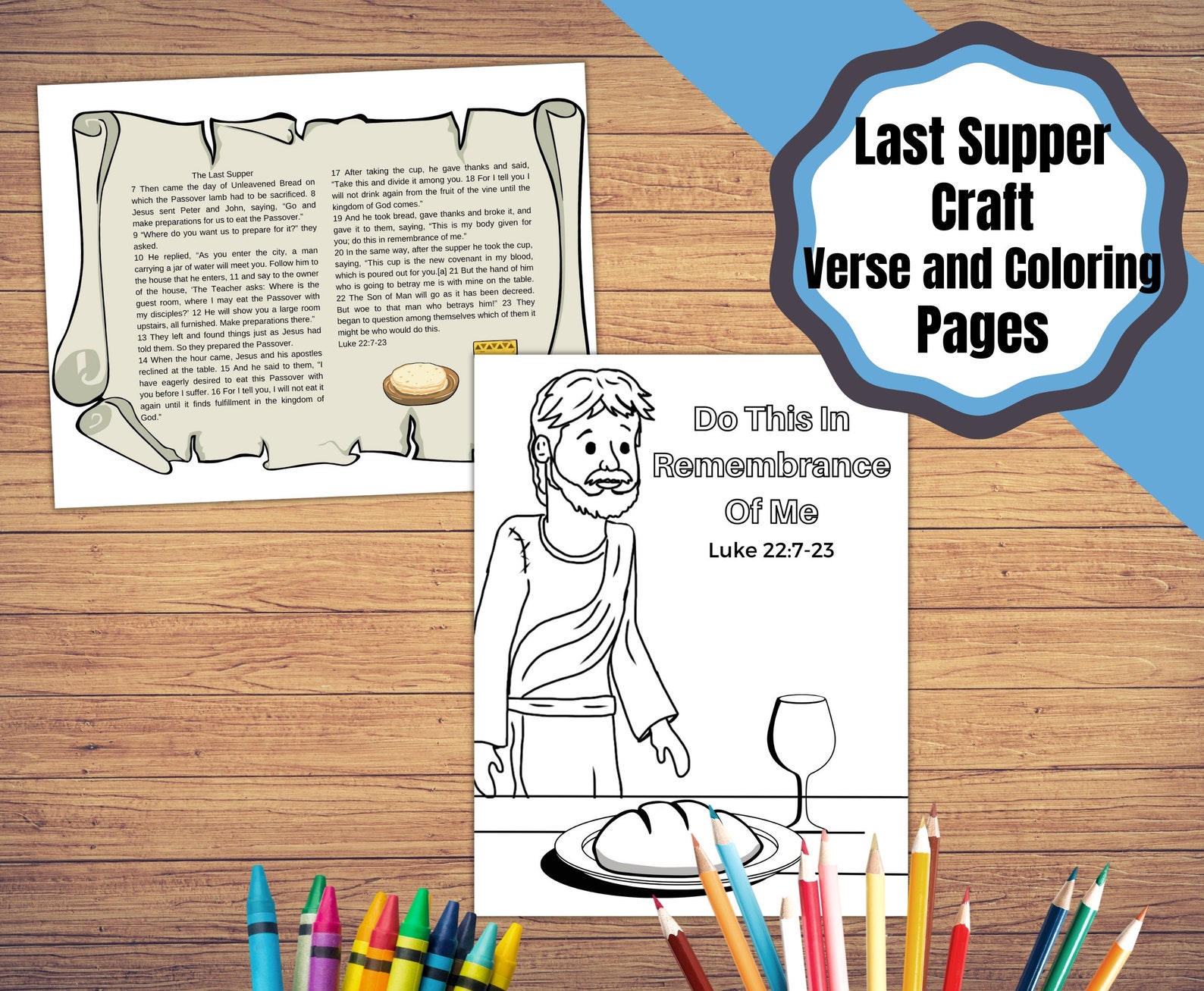 Printable Last Supper Kids Craft With Story Page in WEB and Coloring ...