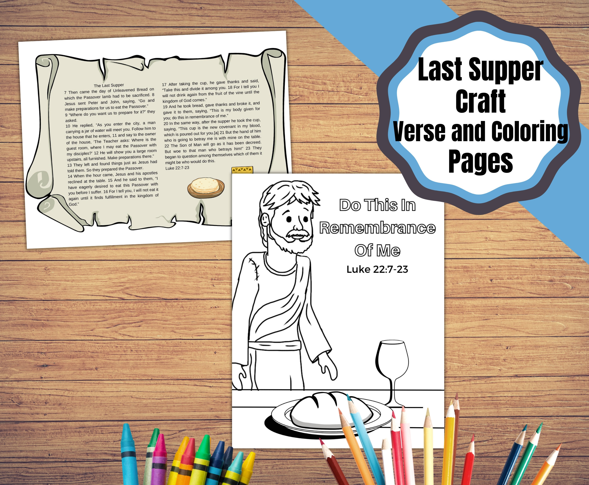 Printable Last Supper Kids Craft With Story Page in WEB and Coloring ...